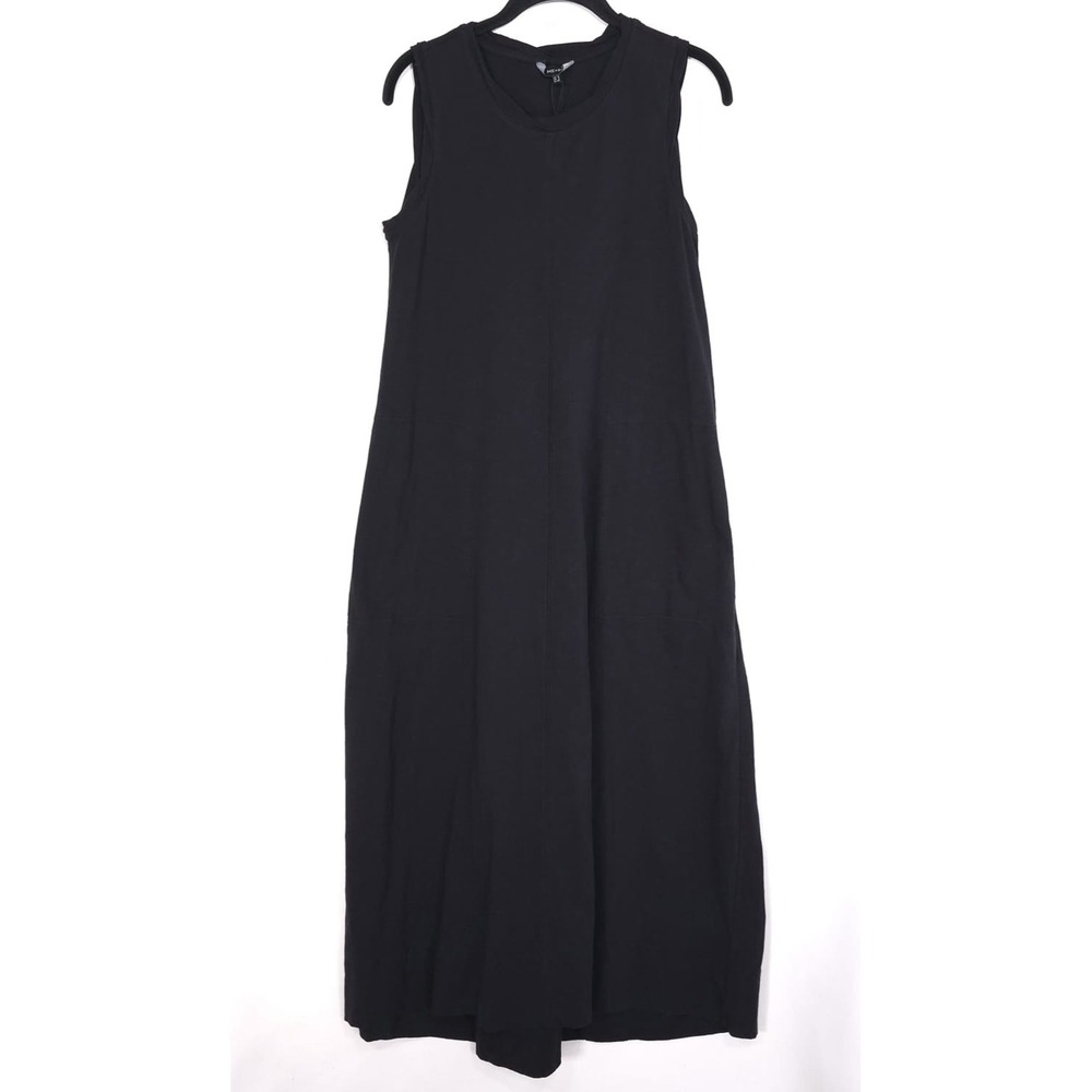 ME+EM‎ NWOT Black Sleeveless Midi Dress 100% Cotton Round Neck Size US 8